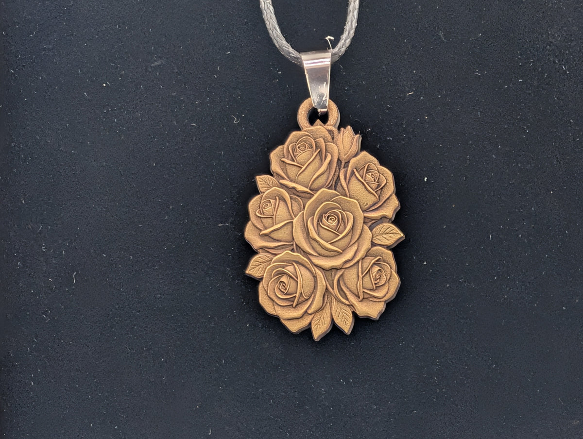 Rose Bouquet - Brass Pendant