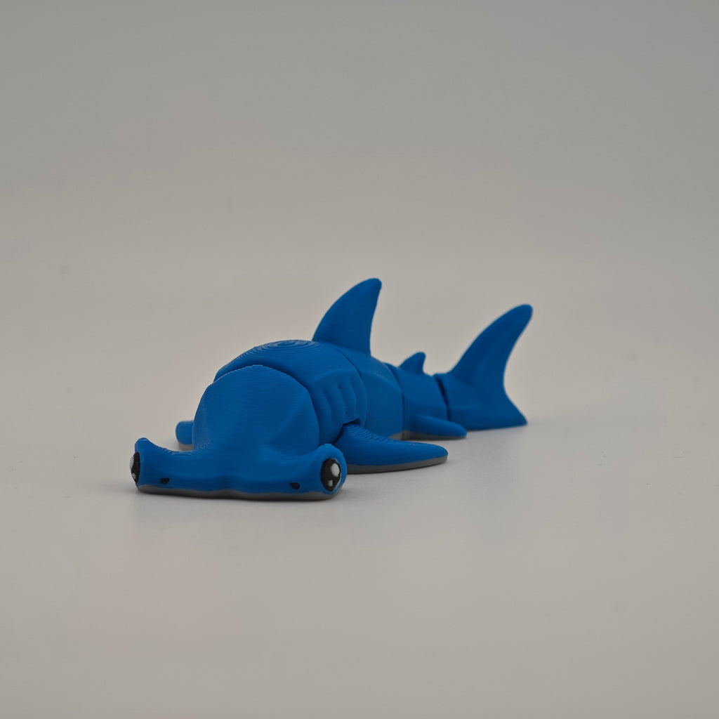 Hammer Head Shark Articulated Toy - Blue Flexible Shark Figure