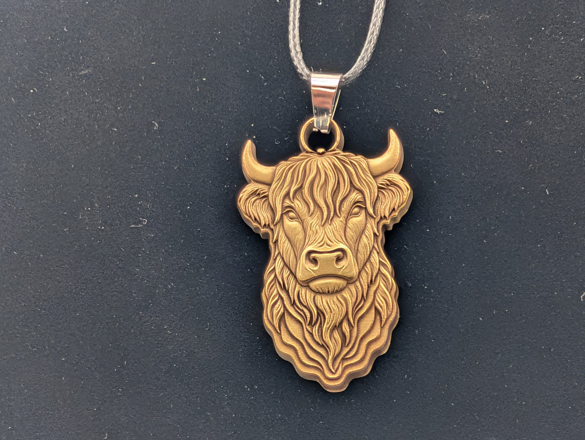 Highland Cow - Brass Pendant