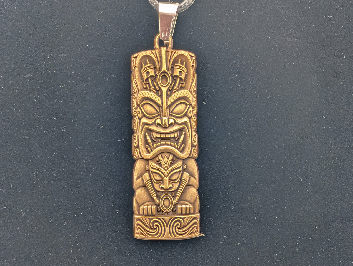 Mechanic Tiki Totem - Brass Pendant