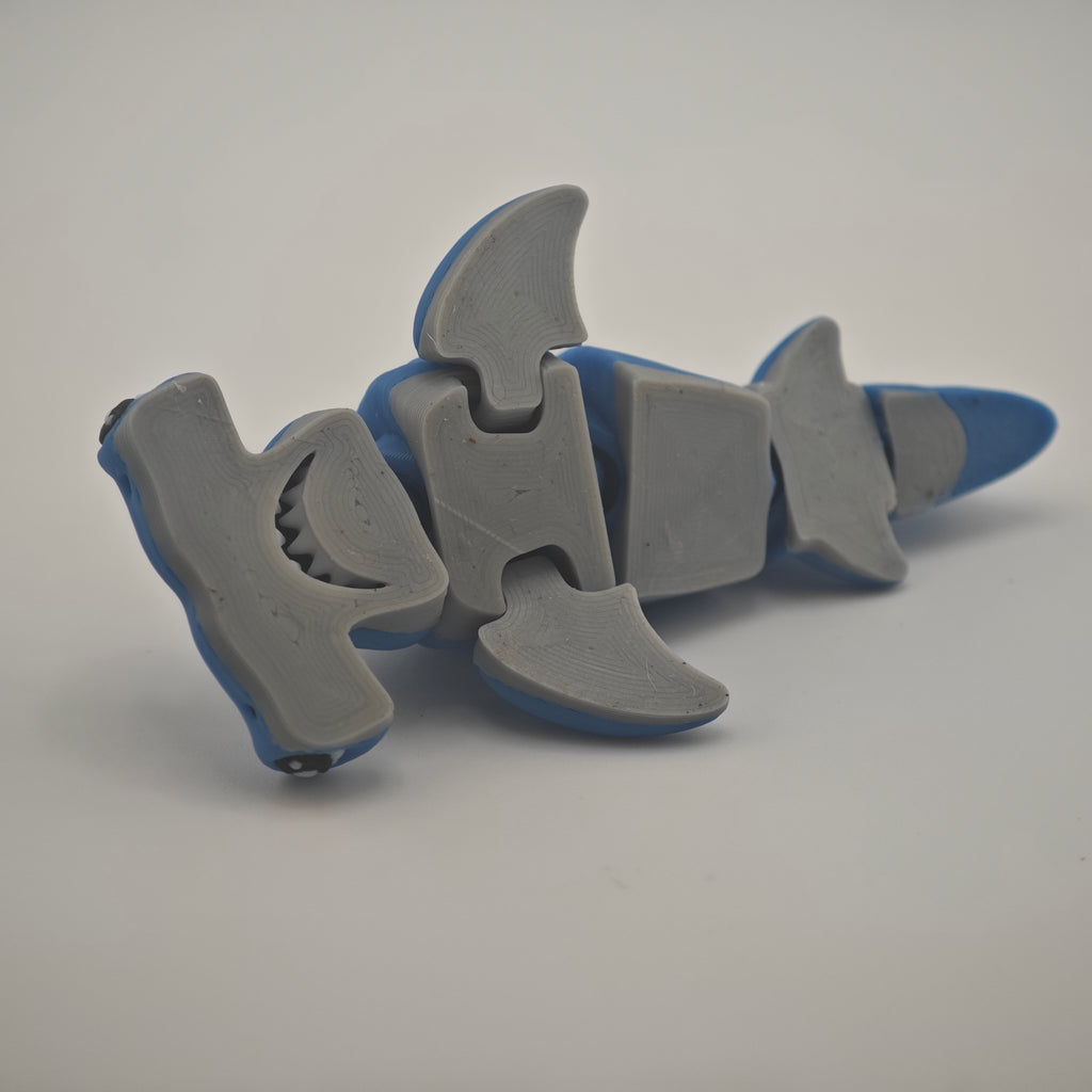 Hammer Head Shark Articulated Toy - Blue Flexible Shark Figure