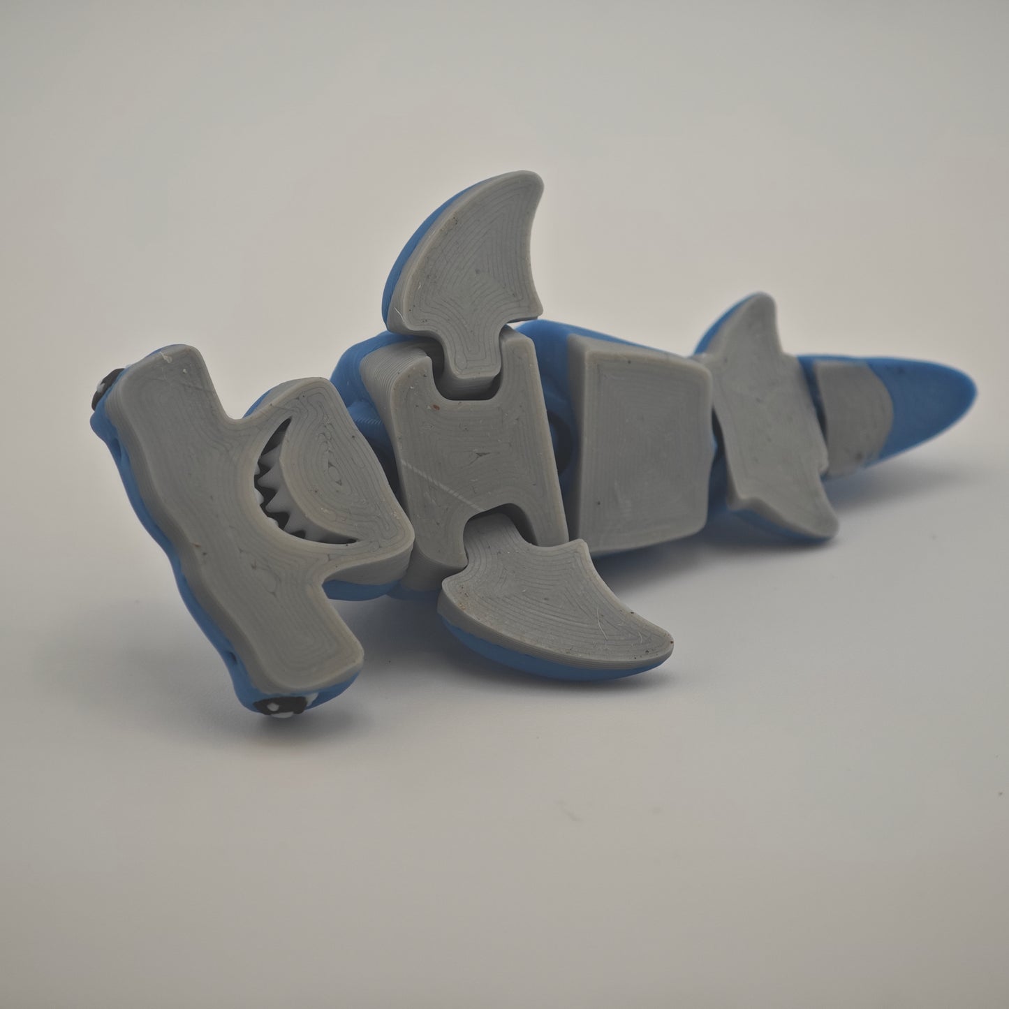 Hammer Head Shark Articulated Toy - Blue Flexible Shark Figure