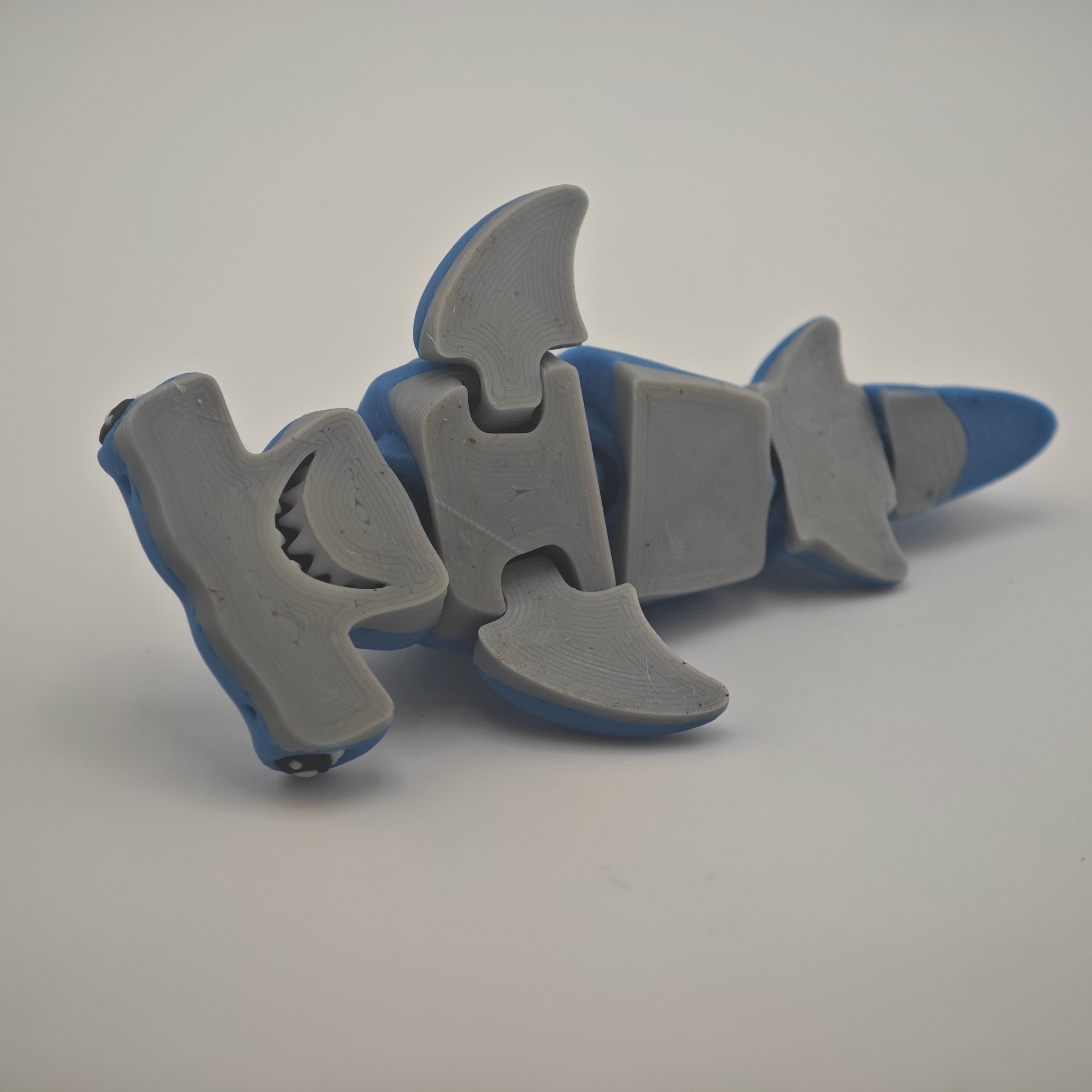 Hammer Head Shark Articulated Toy - Blue Flexible Shark Figure