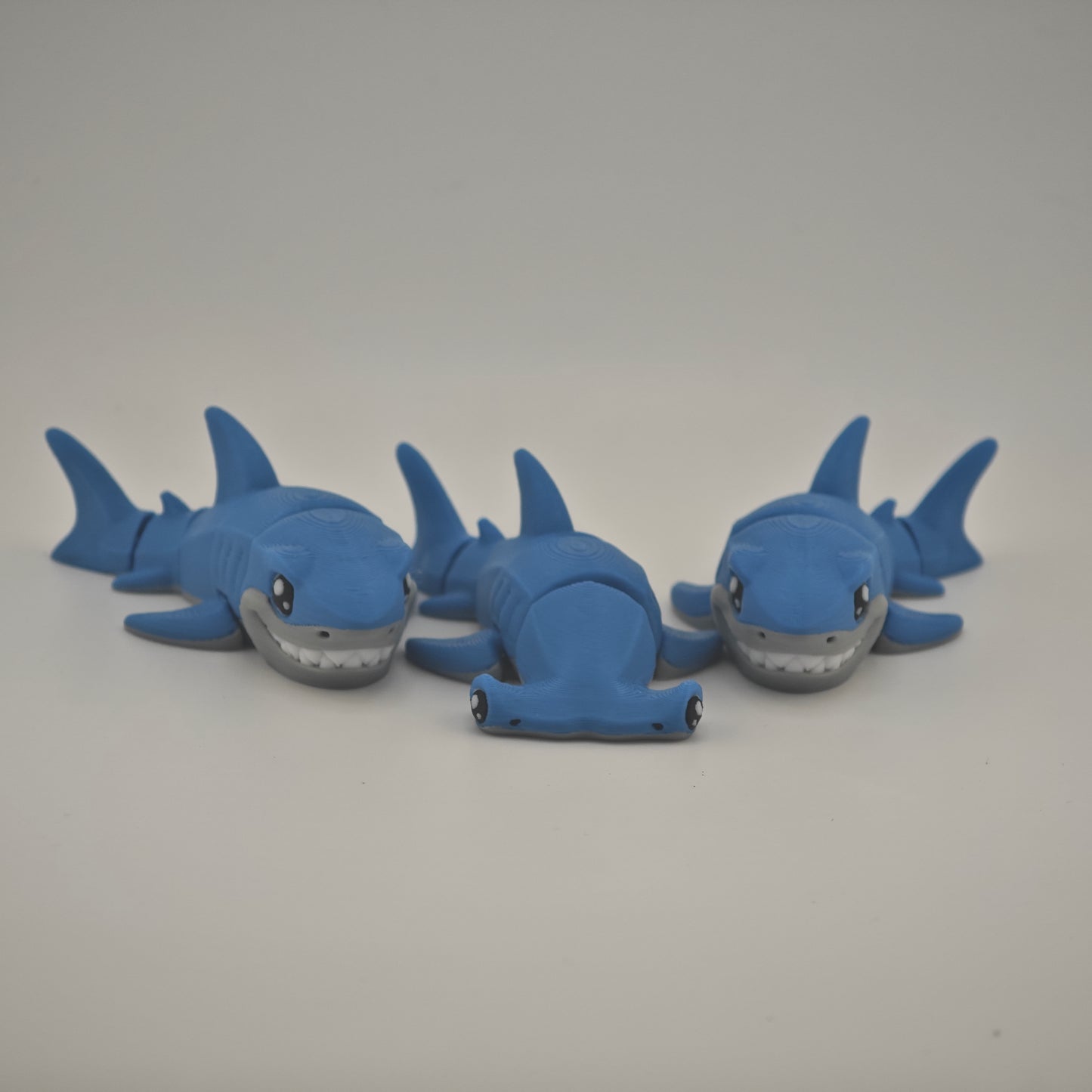 Hammer Head Shark Articulated Toy - Blue Flexible Shark Figure